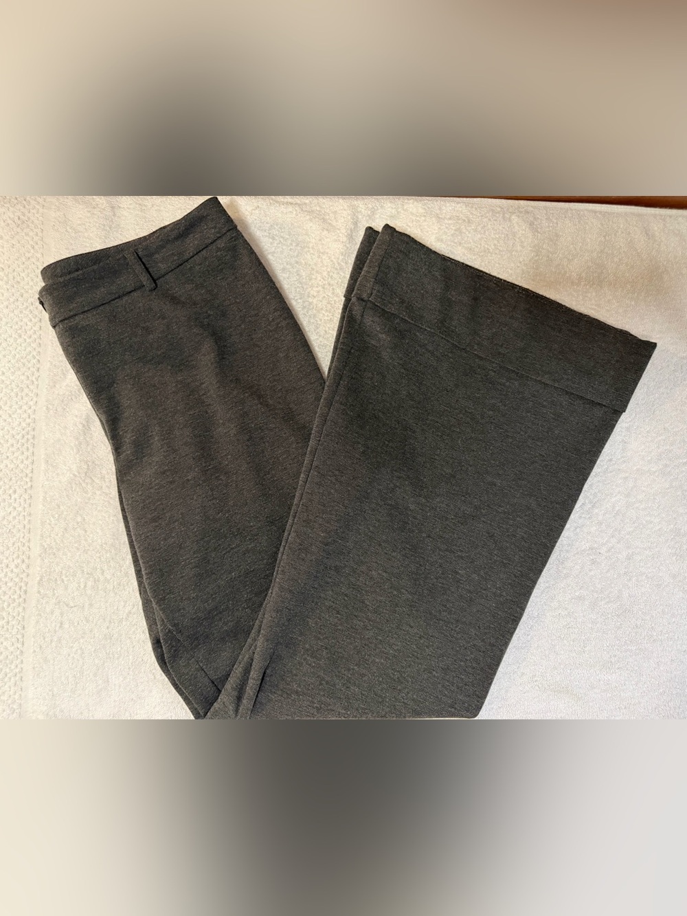 VTG Y2K Express Editor Stretch Flare Cuff Trouser Pants Wide Leg Ponte Knit